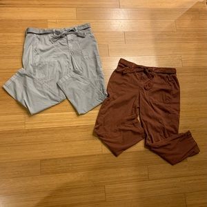 Two pairs women's Sonoma Goods For Life® Belted Utility Capri gray & brown 12